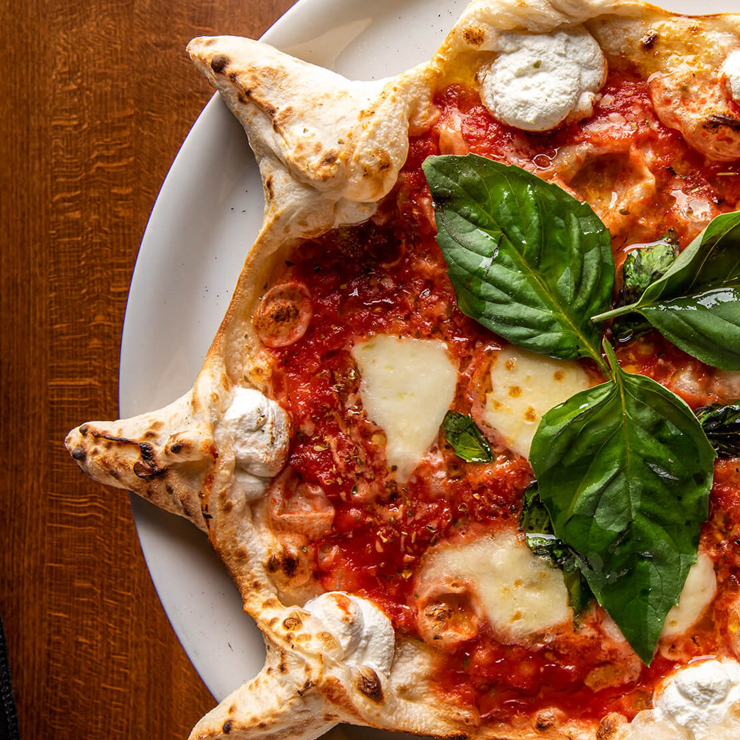 Wood-fired pizza at Amalfi